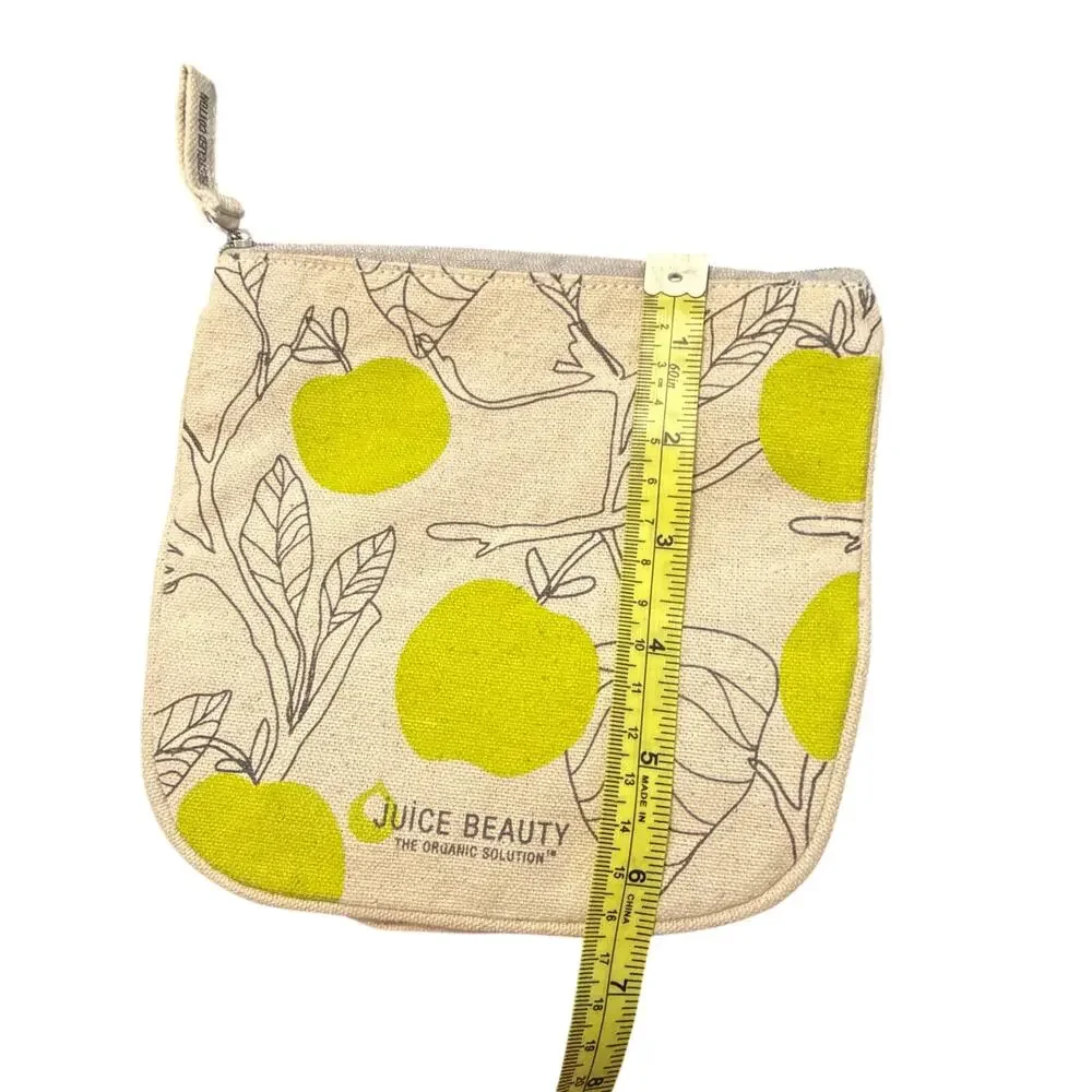 NWT Juice Beauty zip up small makeup bag natural canvas lightweight cute